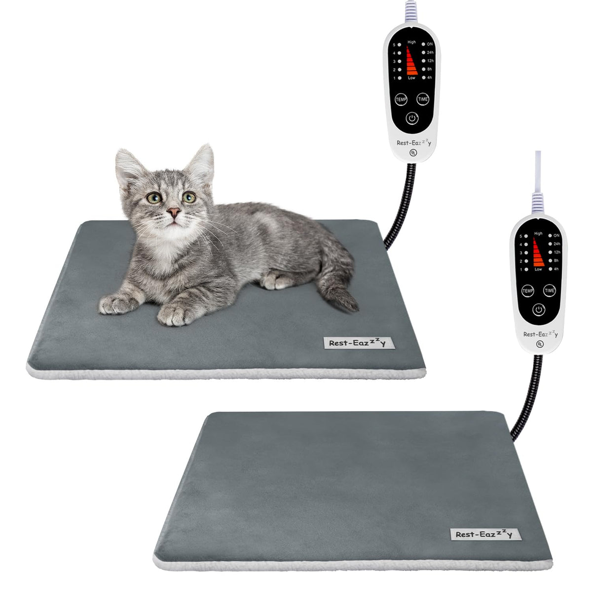 Rest-Eazzzy heating pad flat view showing chew resistant cord for pet safety