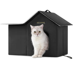Rest-Eazzzy outdoor cat house front view demonstrates weatherproof shelter for feral cats.