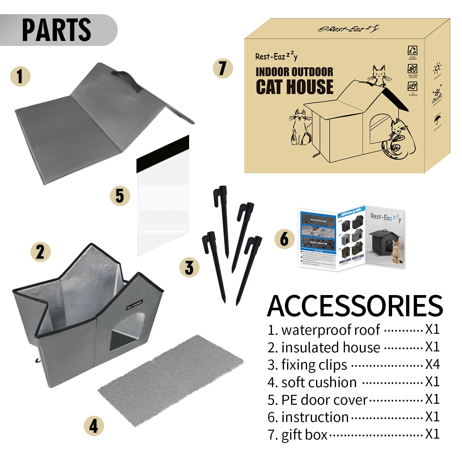 Rest-Eazzzy grey material provides durable weather resistance for outdoor use.