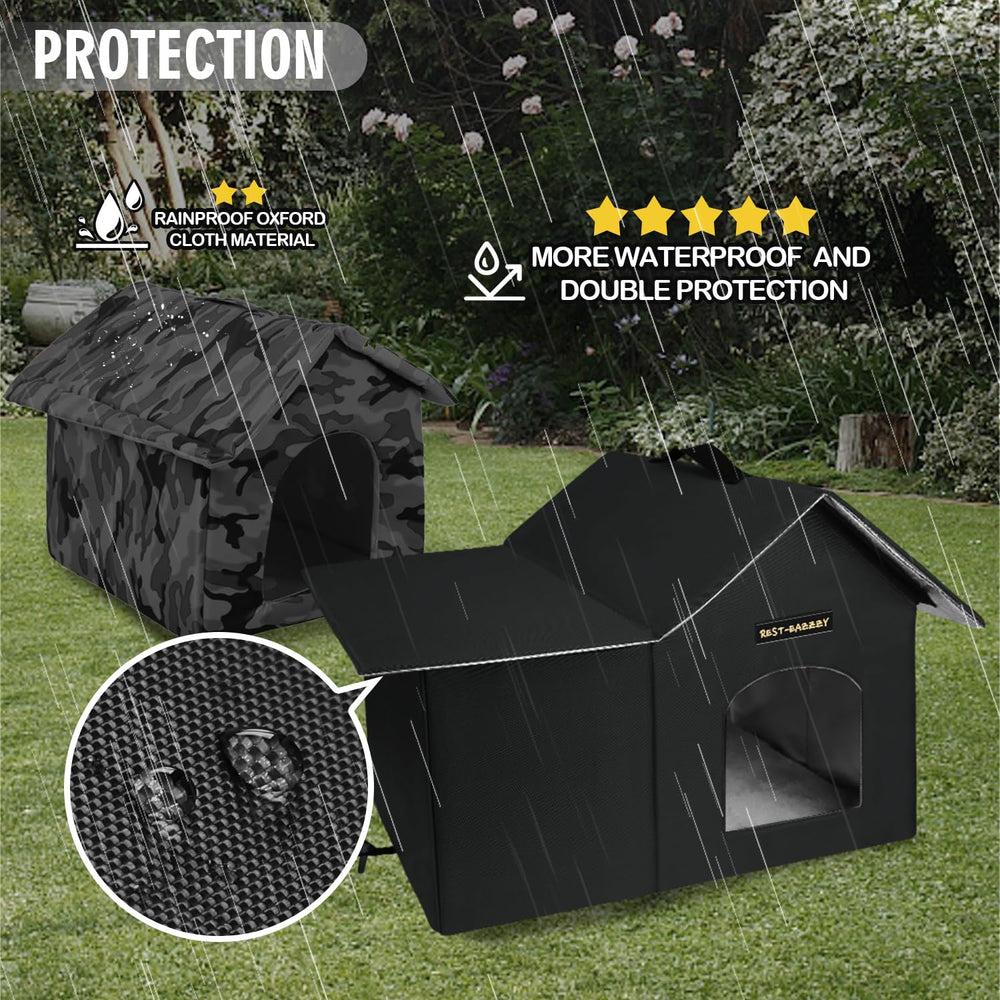 Rest-Eazzzy outdoor cat house roof clip secures roof for windy days.