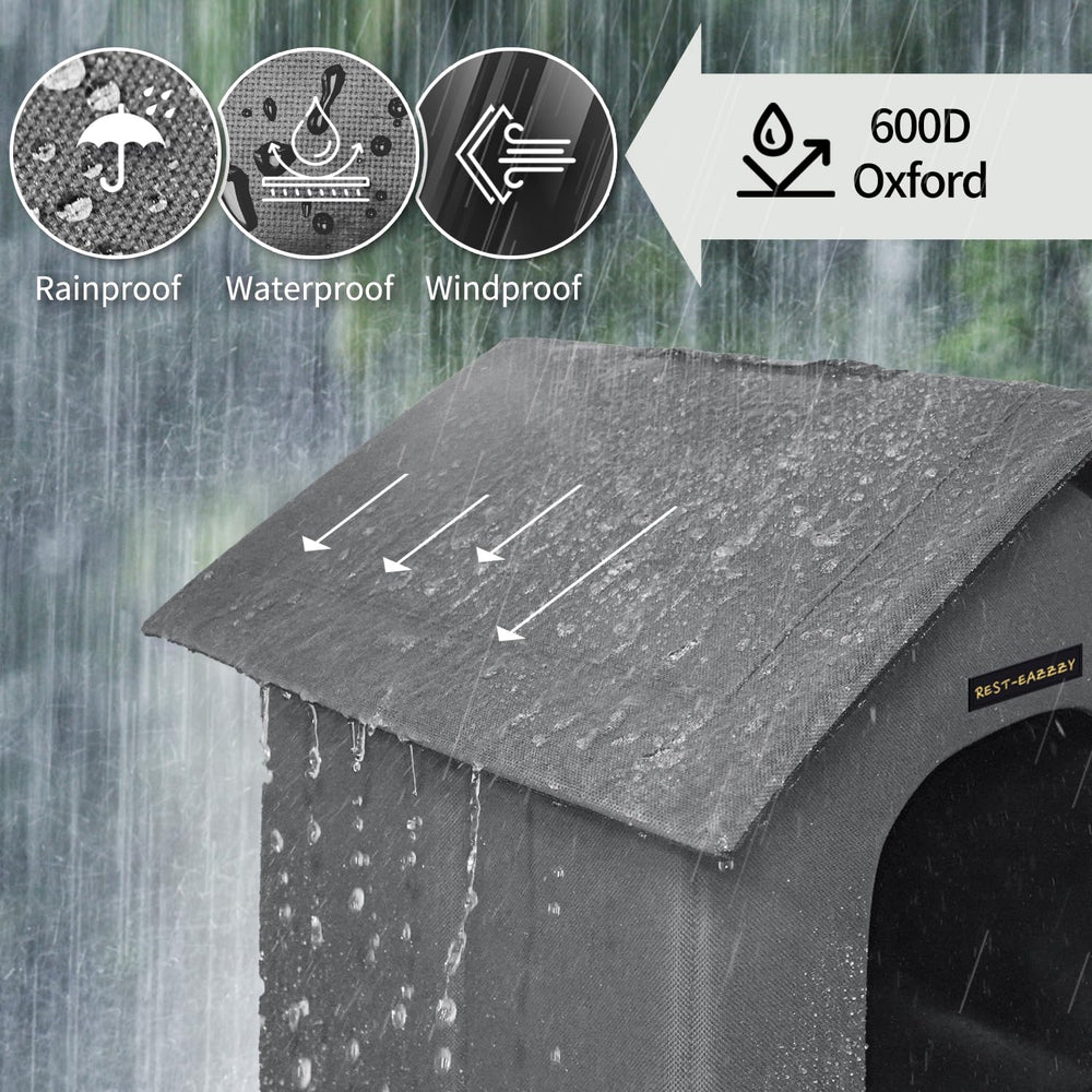 Rest-Eazzzy outdoor cat house spacious interior options for varied animal sizes.
