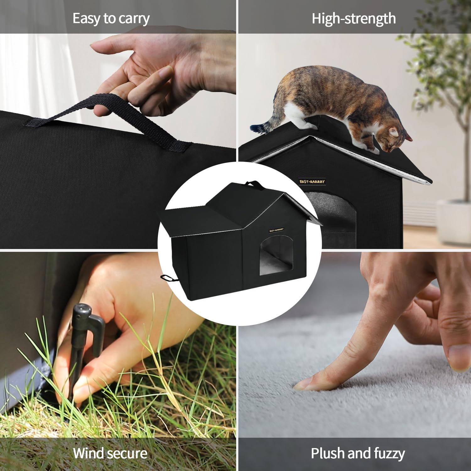 Rest-Eazzzy outdoor cat house spacious interior supports multiple small pets.