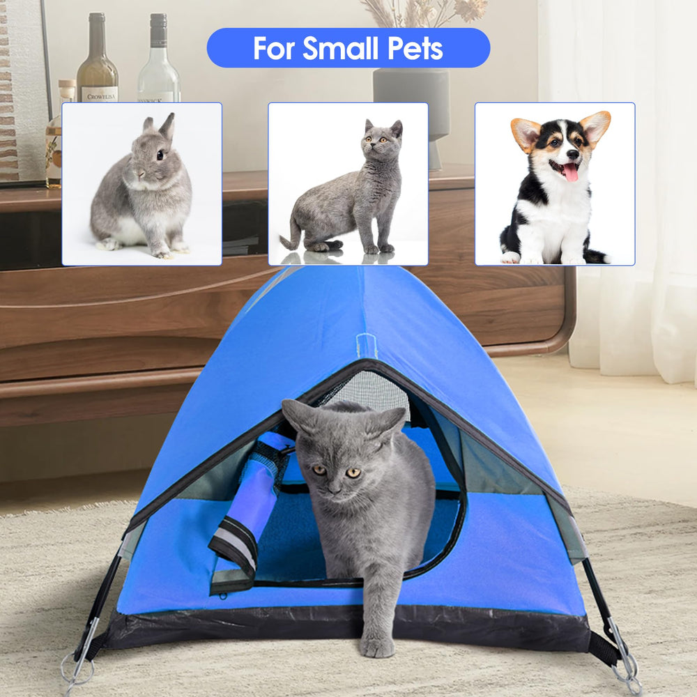 RESTCLOUD cat camping tent durable material blue, long-lasting.