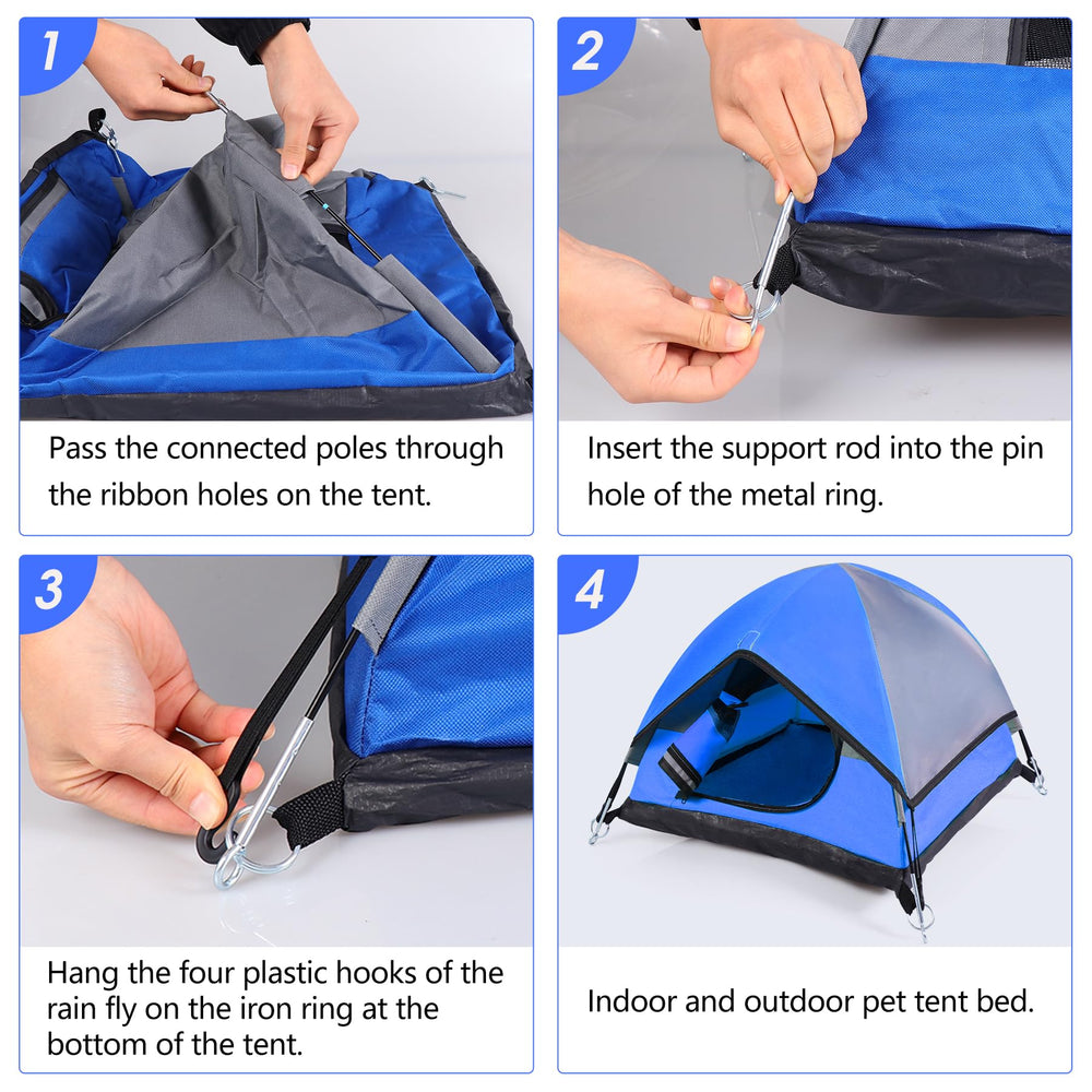 RESTCLOUD cat camping tent in-use blue, compact play-and-rest space.