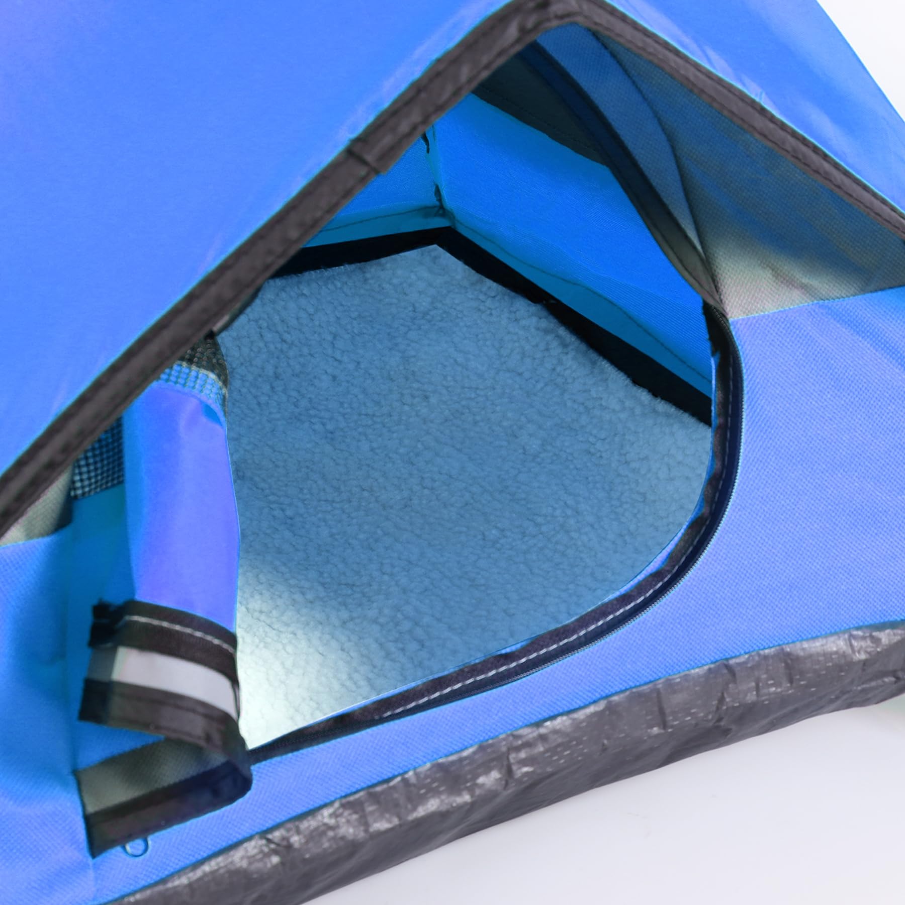 RESTCLOUD cat camping tent interior with plush microfiber blue.