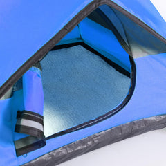 RESTCLOUD cat camping tent interior with plush microfiber blue.