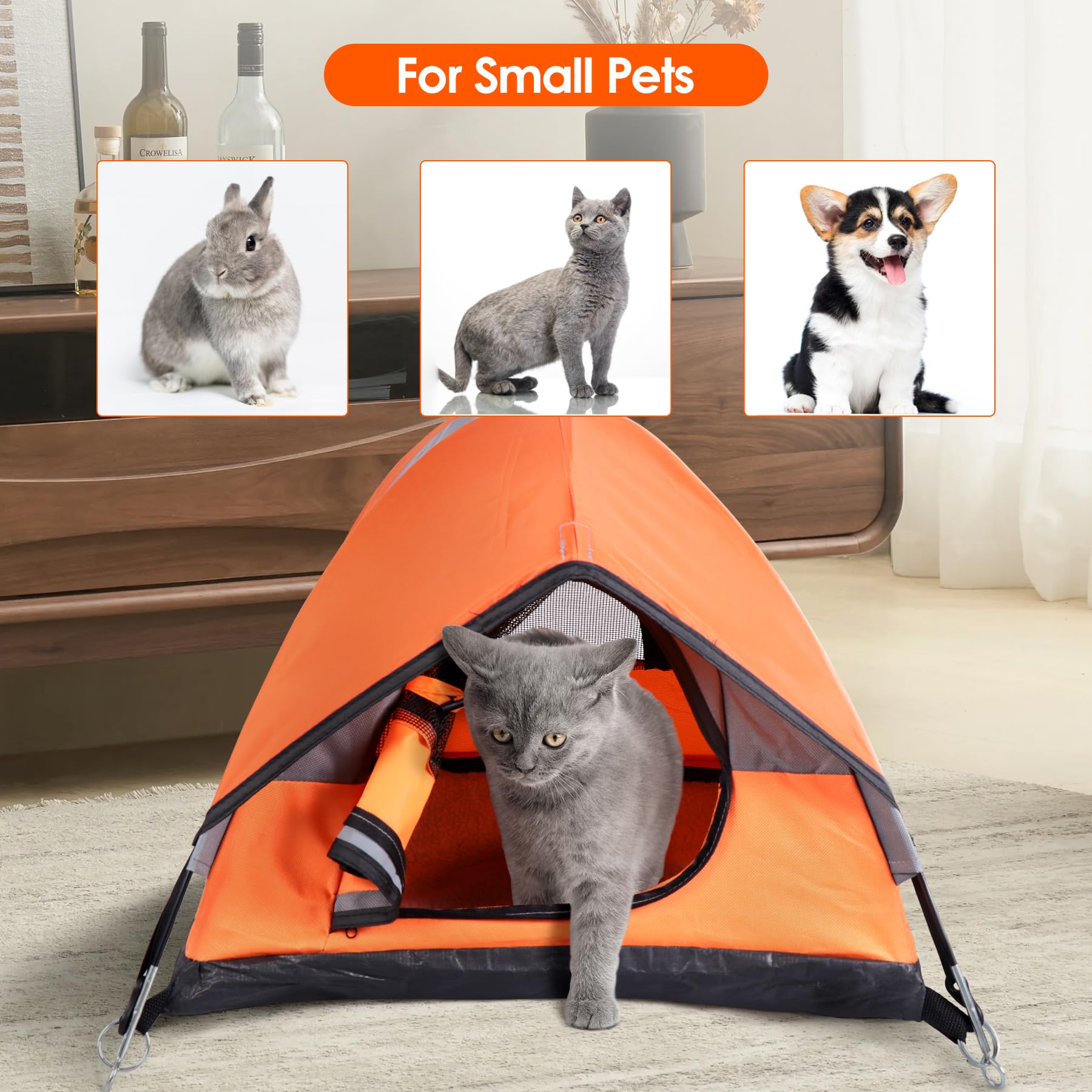 RESTCLOUD Cat Camping Tent weather cover protects from sudden outdoor changes.