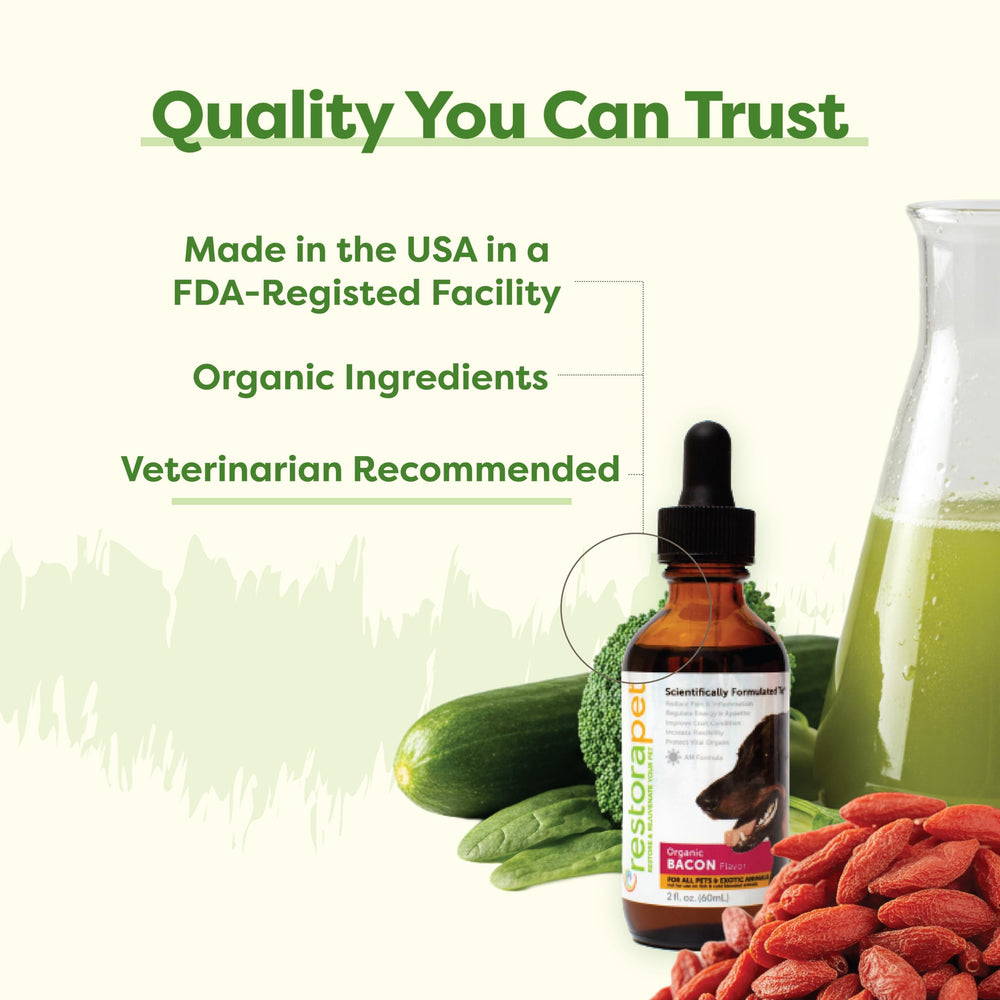 RestoraPet hip joint-support supplement bottle highlights mobility benefits for aging pets.