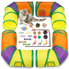 Retro Shaw 25Pcs cat toys kitten tunnels, modular play space for indoor cats.