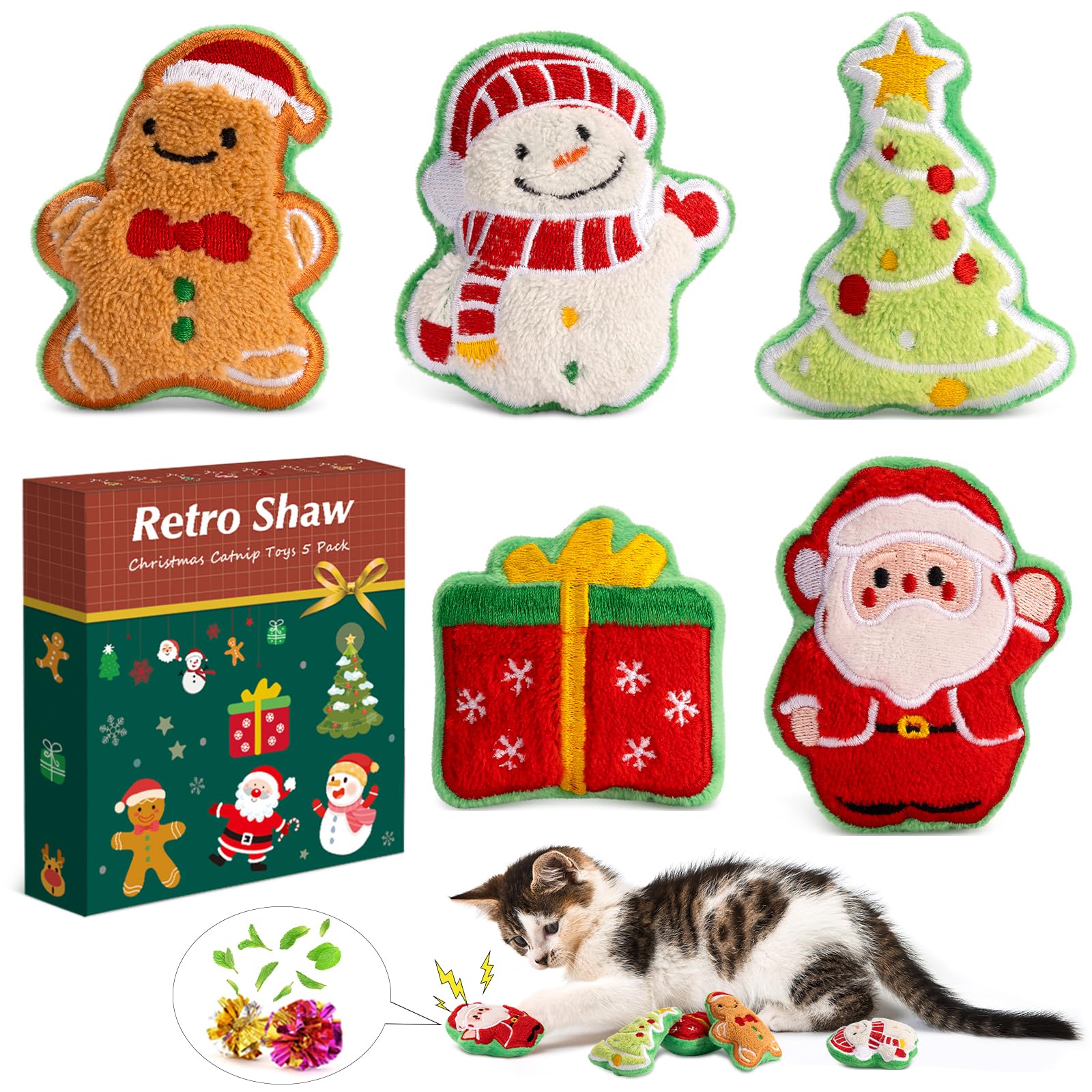 Retro Shaw Papá Noel para gatos: estimula juego activo y exploración.