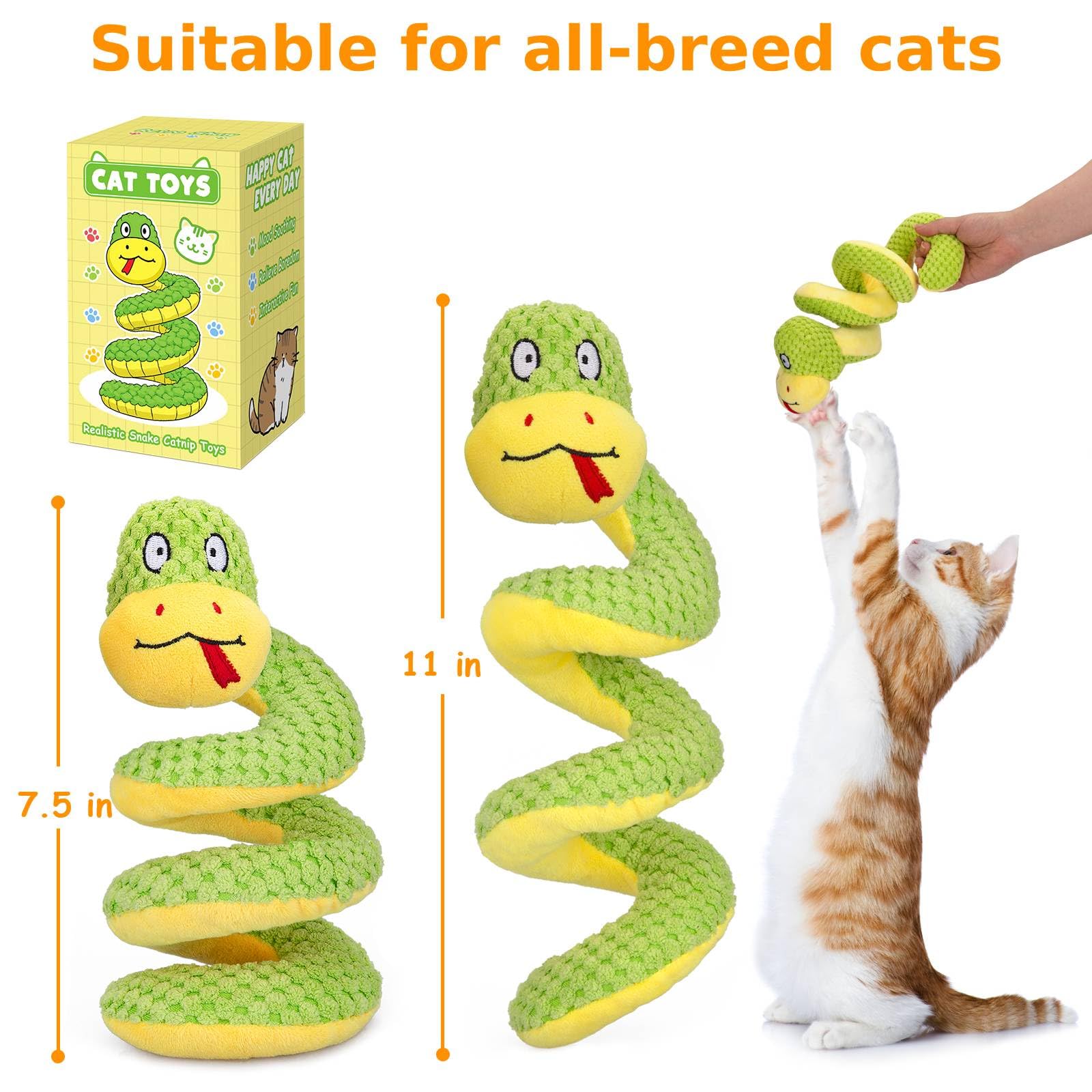 Retro Shaw snake toy with crinkle inside sound enhances kitty curiosity