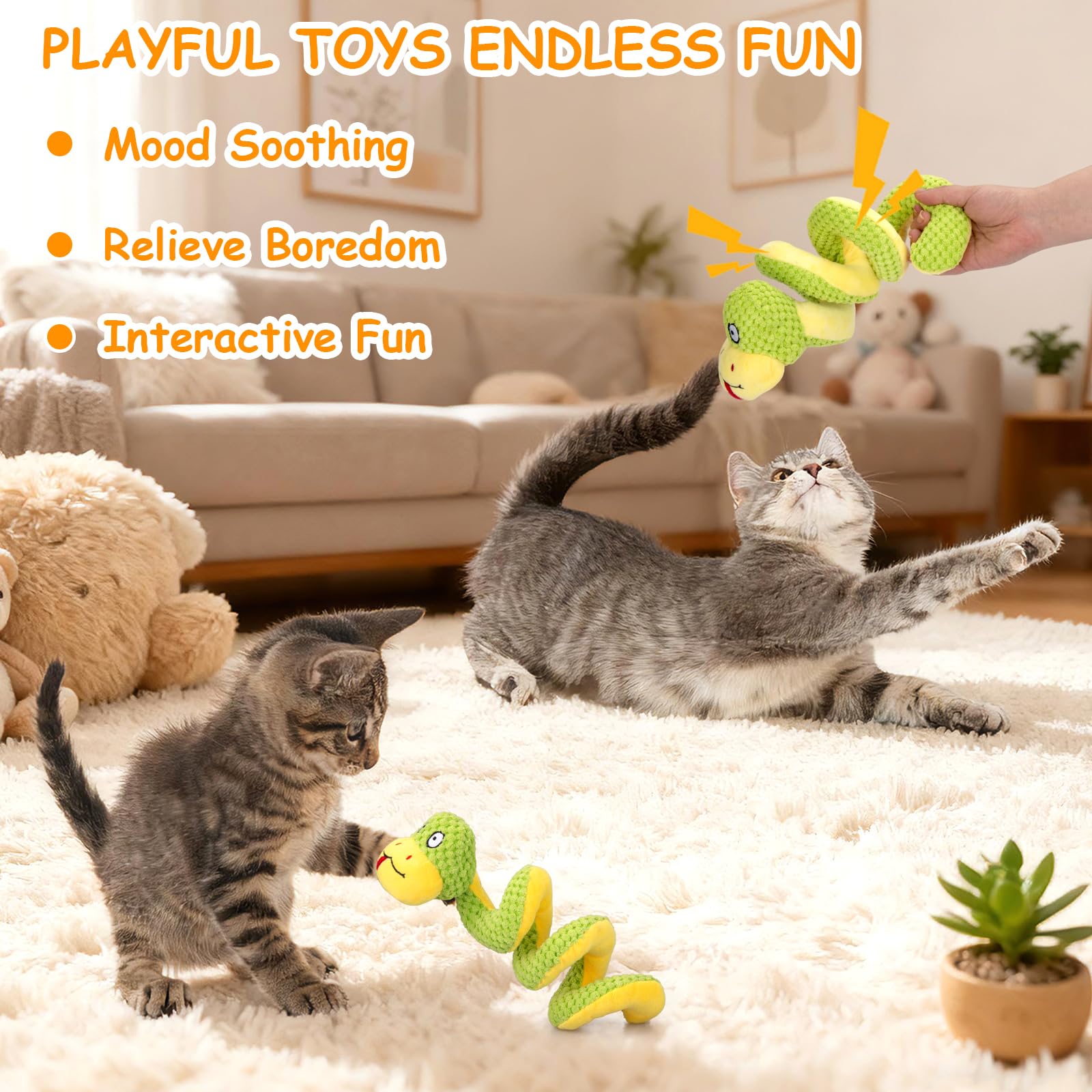 Retro Shaw interactive snake toy shows poseable design for active cats
