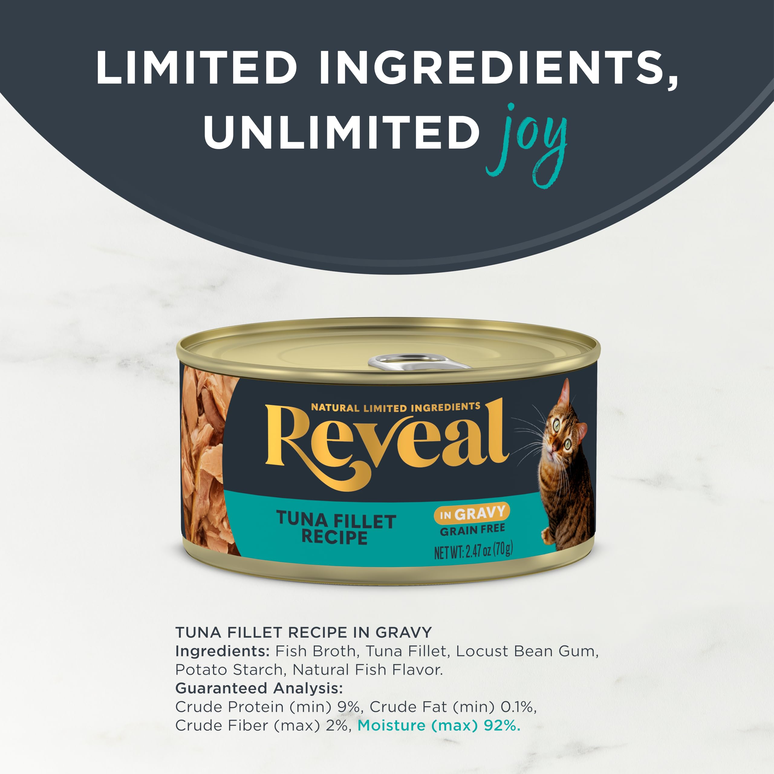 Close-up of Reveal ingredients highlighting real protein and natural components