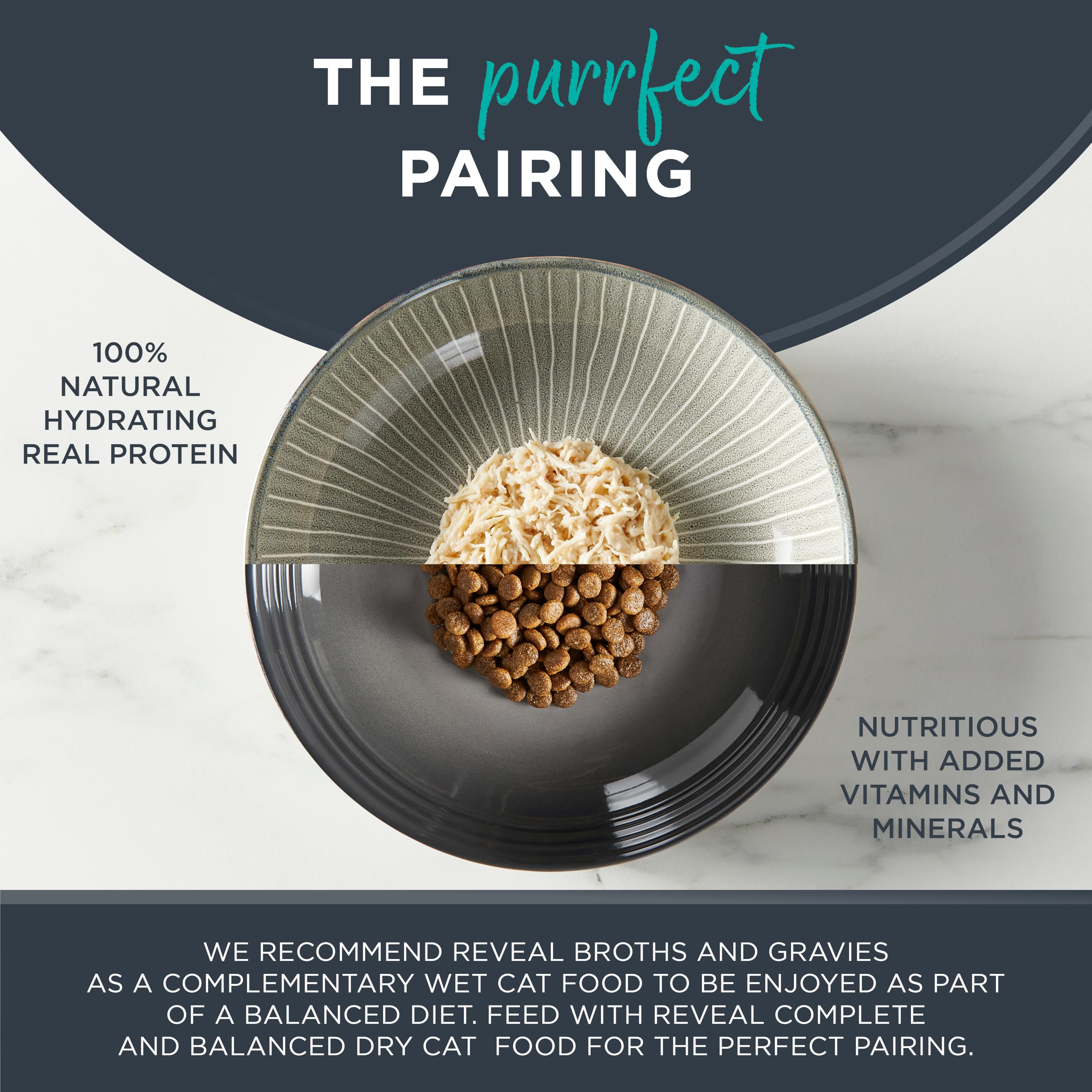 Reveal cat-food-serving-portion: serving suggestion for balanced meals alongside dry food.