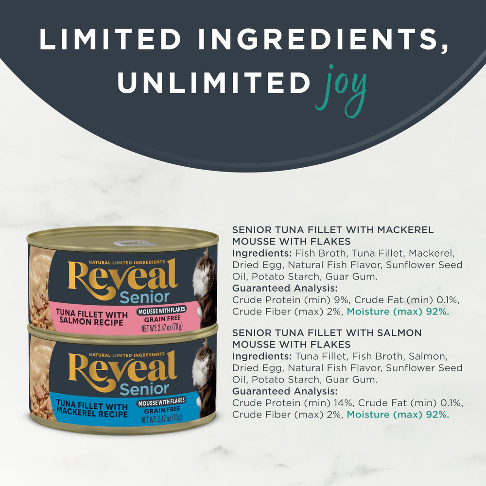 Reveal limited-ingredient grain-free label signaling clean nutrition for cats