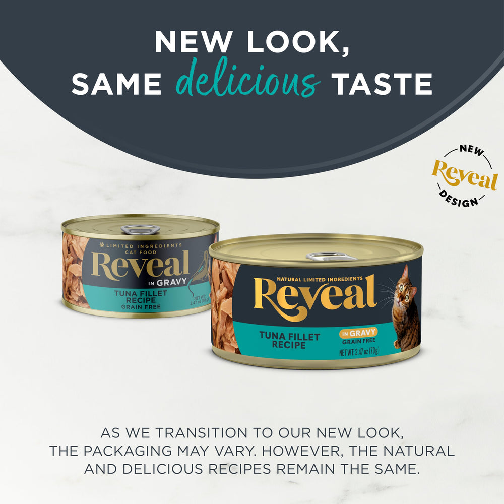 Reveal natural wet cat food cans side view shows convenient packaging