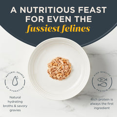 Reveal tuna-fillet-shrimp-broth-pots-cat-eating demonstrates hydration from a broth-based meal.