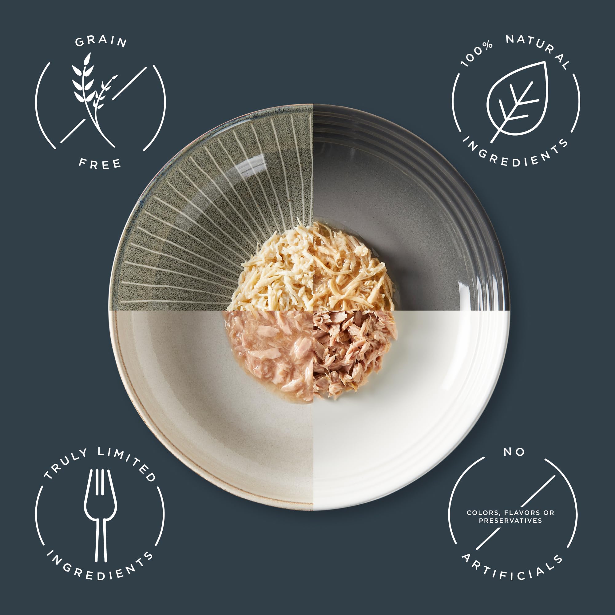 Reveal tuna-fillet-shrimp-broth-pots close-up shows real protein-first formula for healthy meals.
