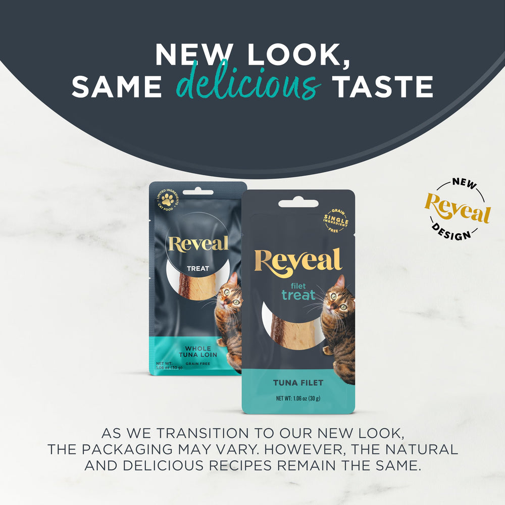 Reveal tuna loin ingredient list highlights real protein as the first ingredient for cat meals.