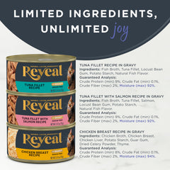 Reveal gravy variety image features fish and poultry options for mealtime variety.