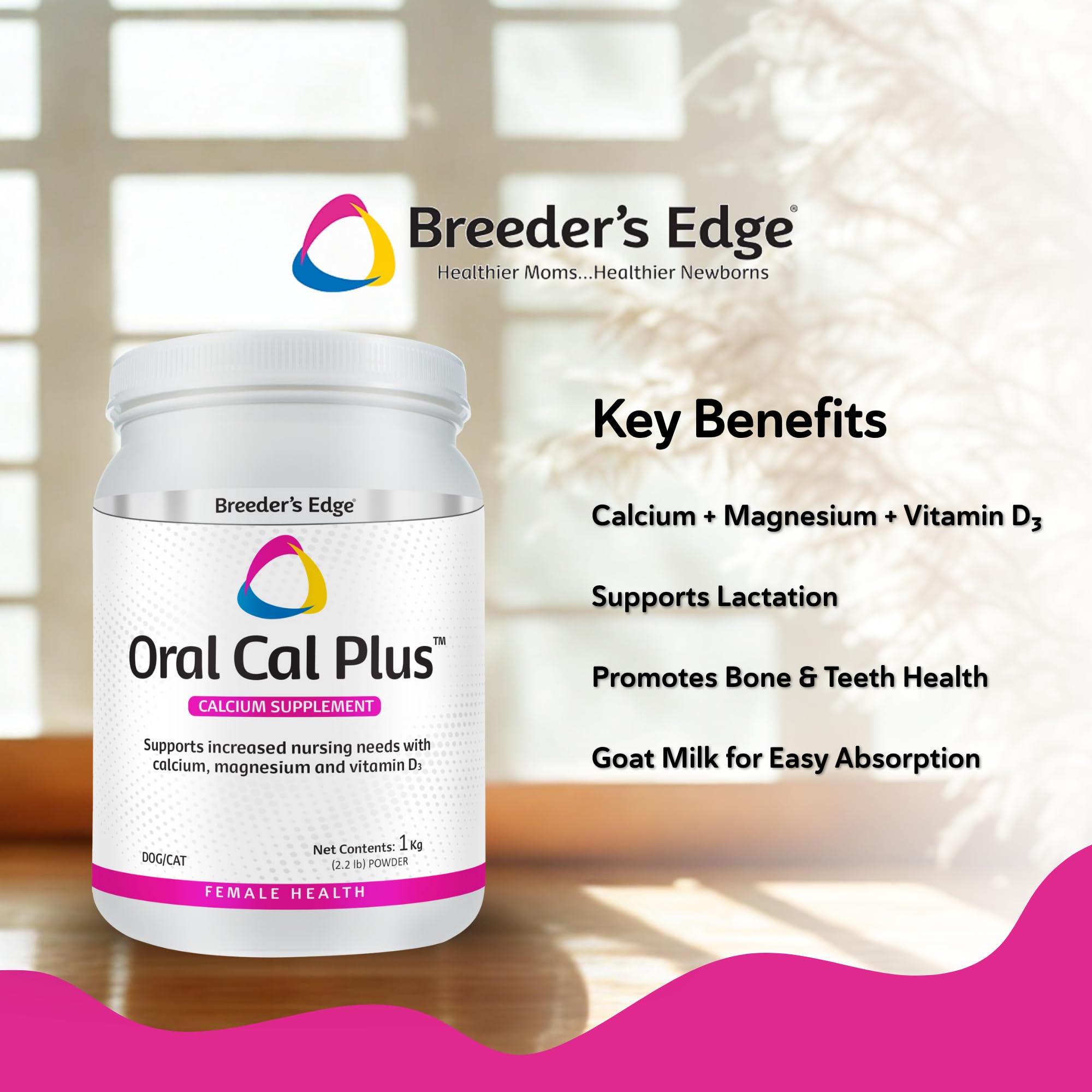 Revival Animal Health Breeder's Edge Oral Cal Plus powder stirred into milk replacer for nursing dam.