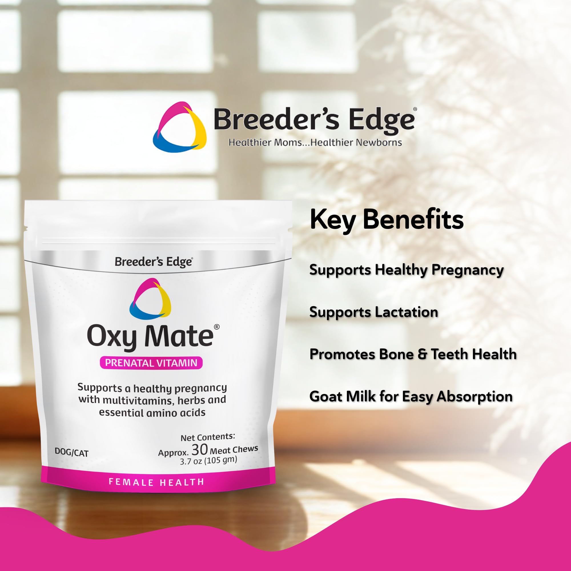 Revival Breeder's Edge Oxy Mate bottle guides expectant dogs and cats through pregnancy.