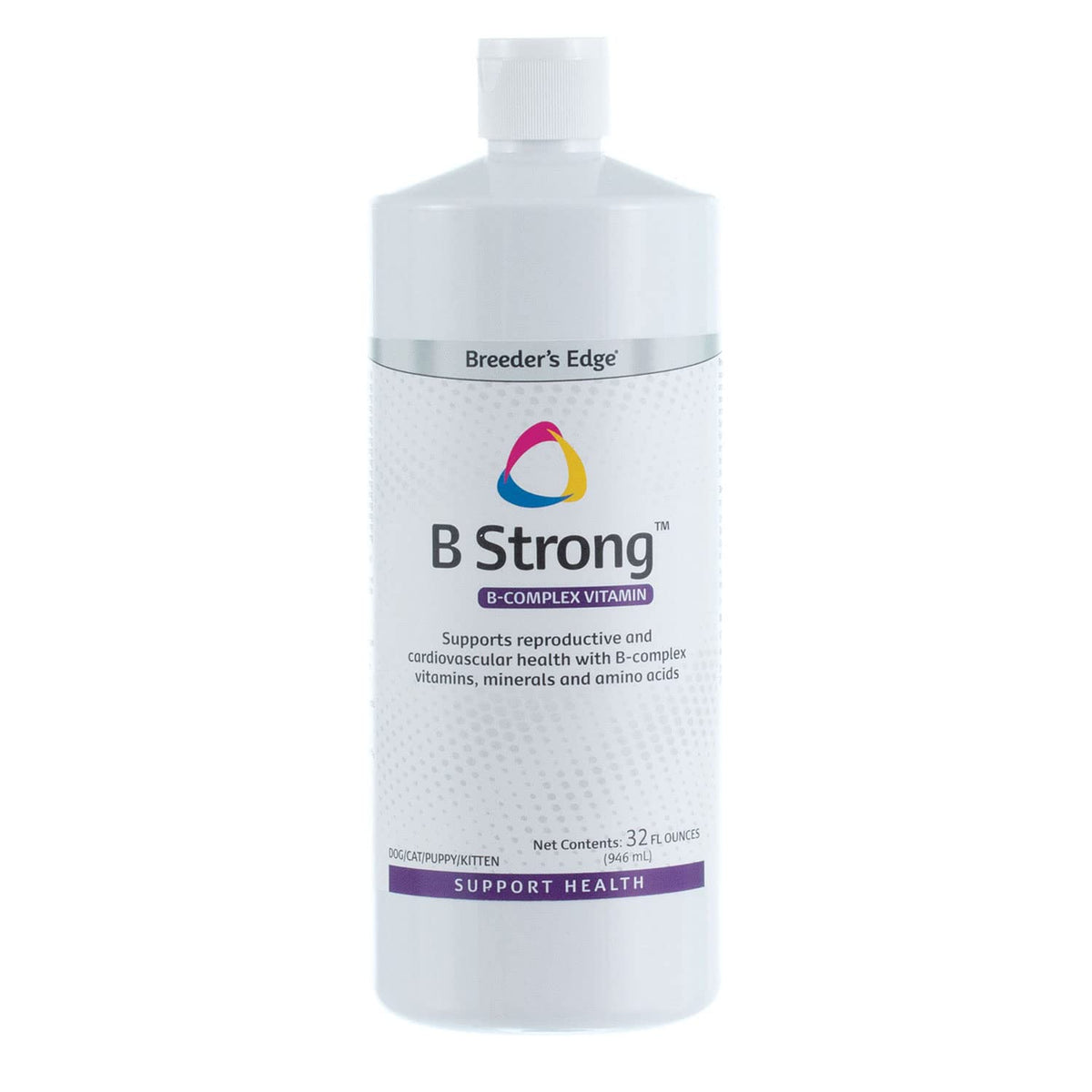 Revival Breeder's Edge B Strong Liquid bottle pour enables easy supplemental dosing during meals.