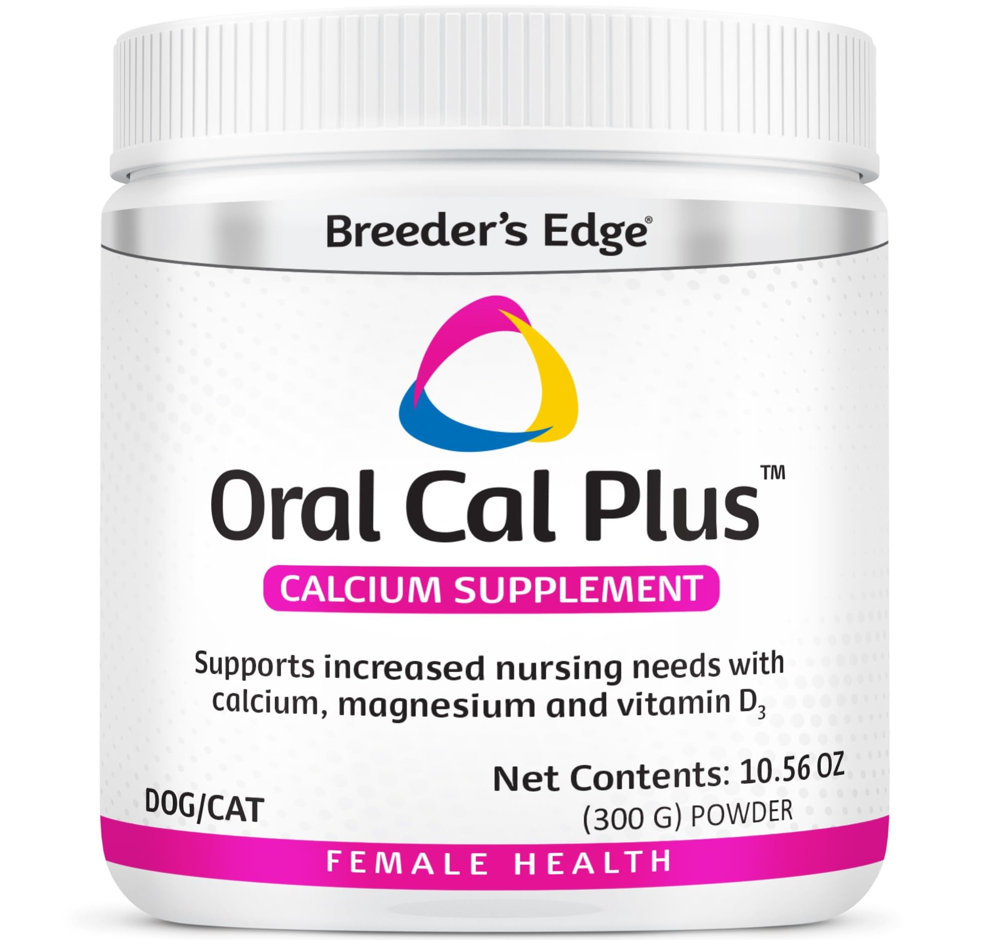 Revival Breeder's Edge Cal Plus powder jar supports nursing pets with calcium-rich nutrition.