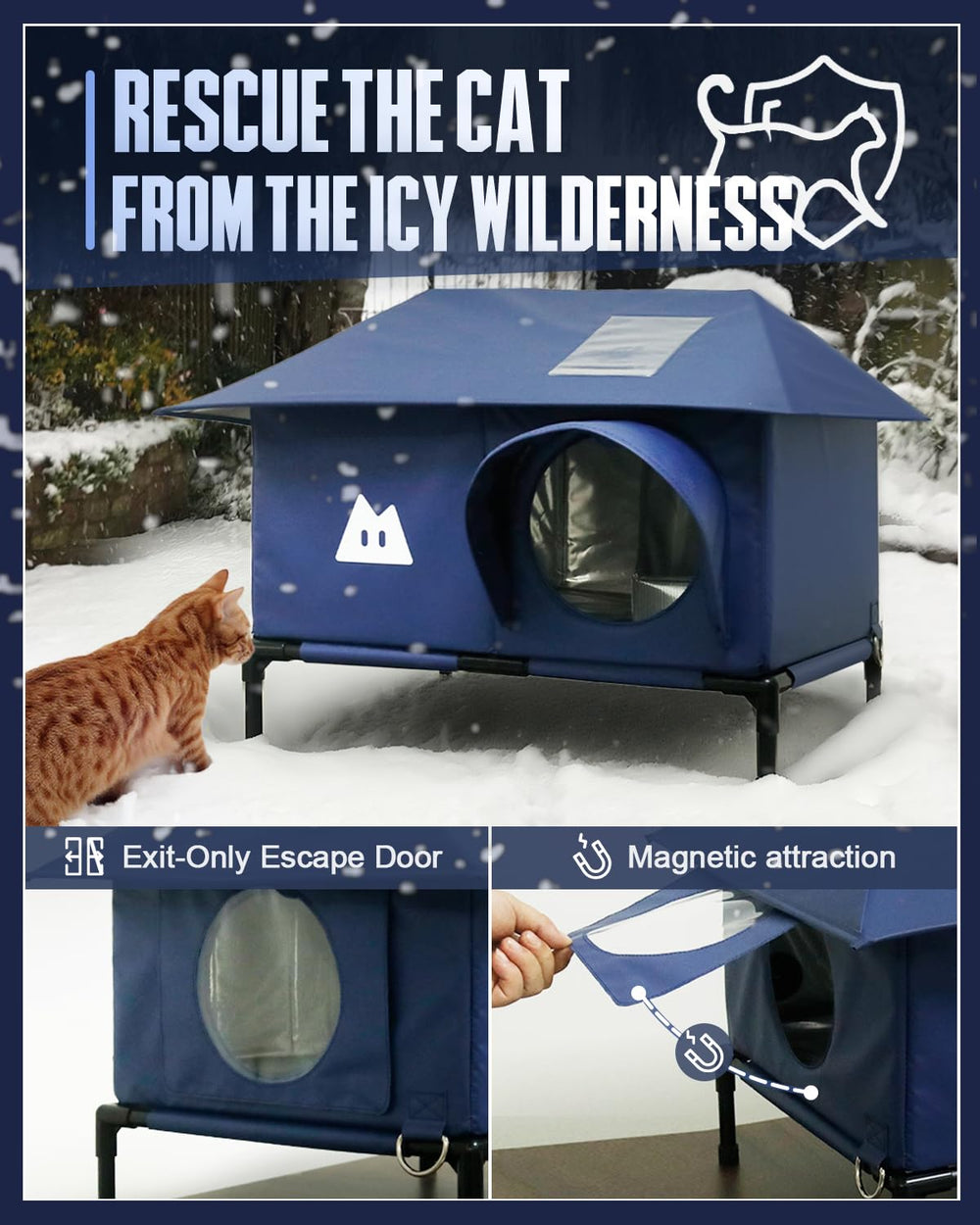 Rewarmle safety escape door prevents trapping while a clear window lets cats observe surroundings.