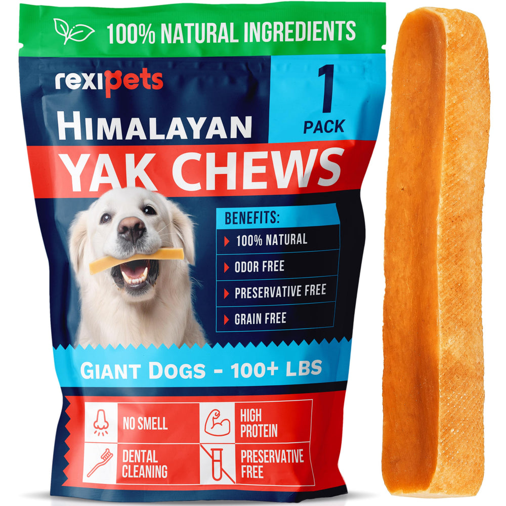 REXIPETS Himalayan yak chew for large dogs promotes long-lasting entertainment and healthy chewing.