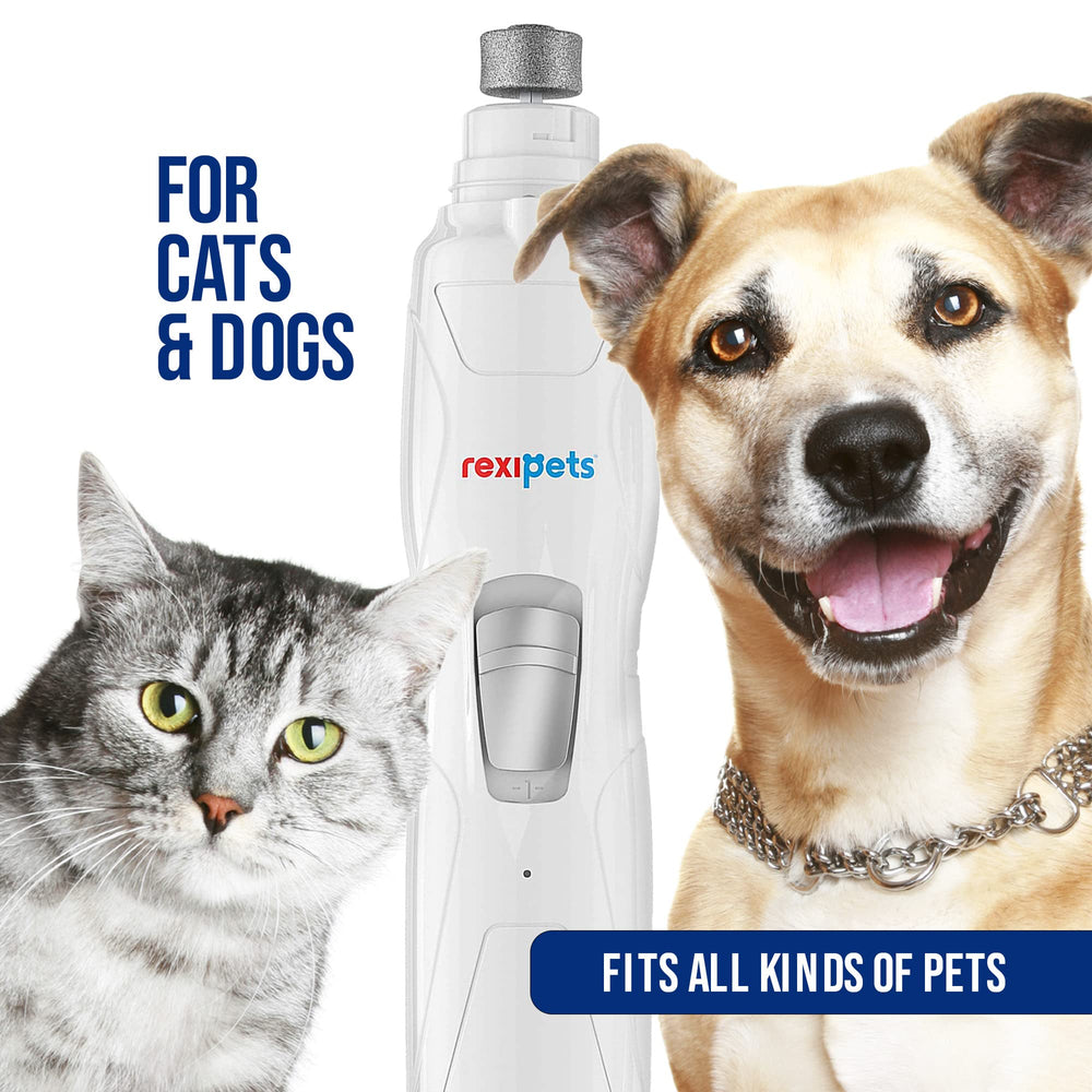 REXIPETS nail grinder cordless-and-lightweight enables quiet, free movement.