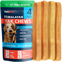 REXIPETS yak-chews-himalayan-large-dog-pack: durable, long-lasting chew for canine entertainment and dental care.