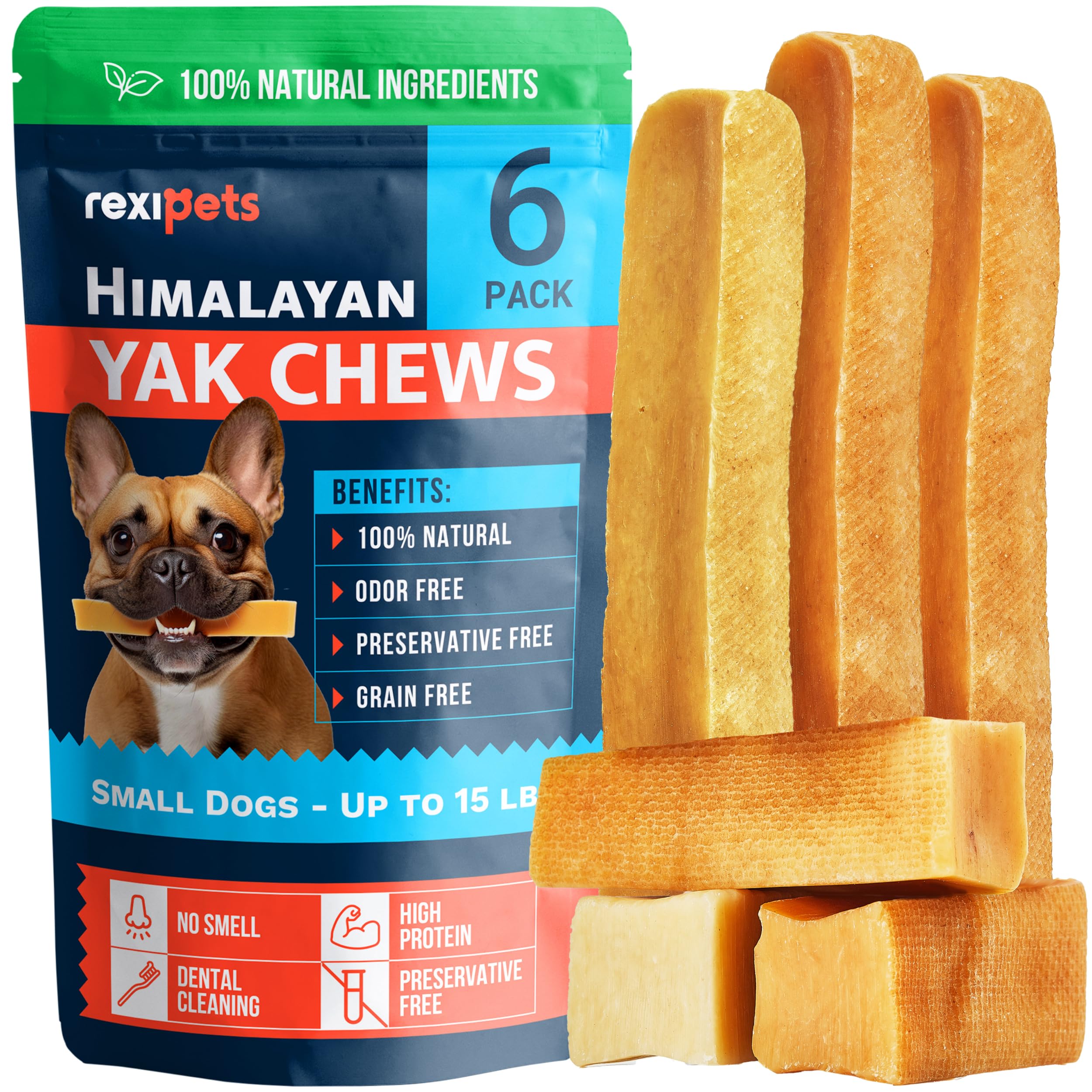 REXIPETS Yak Chews for Large Dogs offer long-lasting chew time and teeth-friendly action.