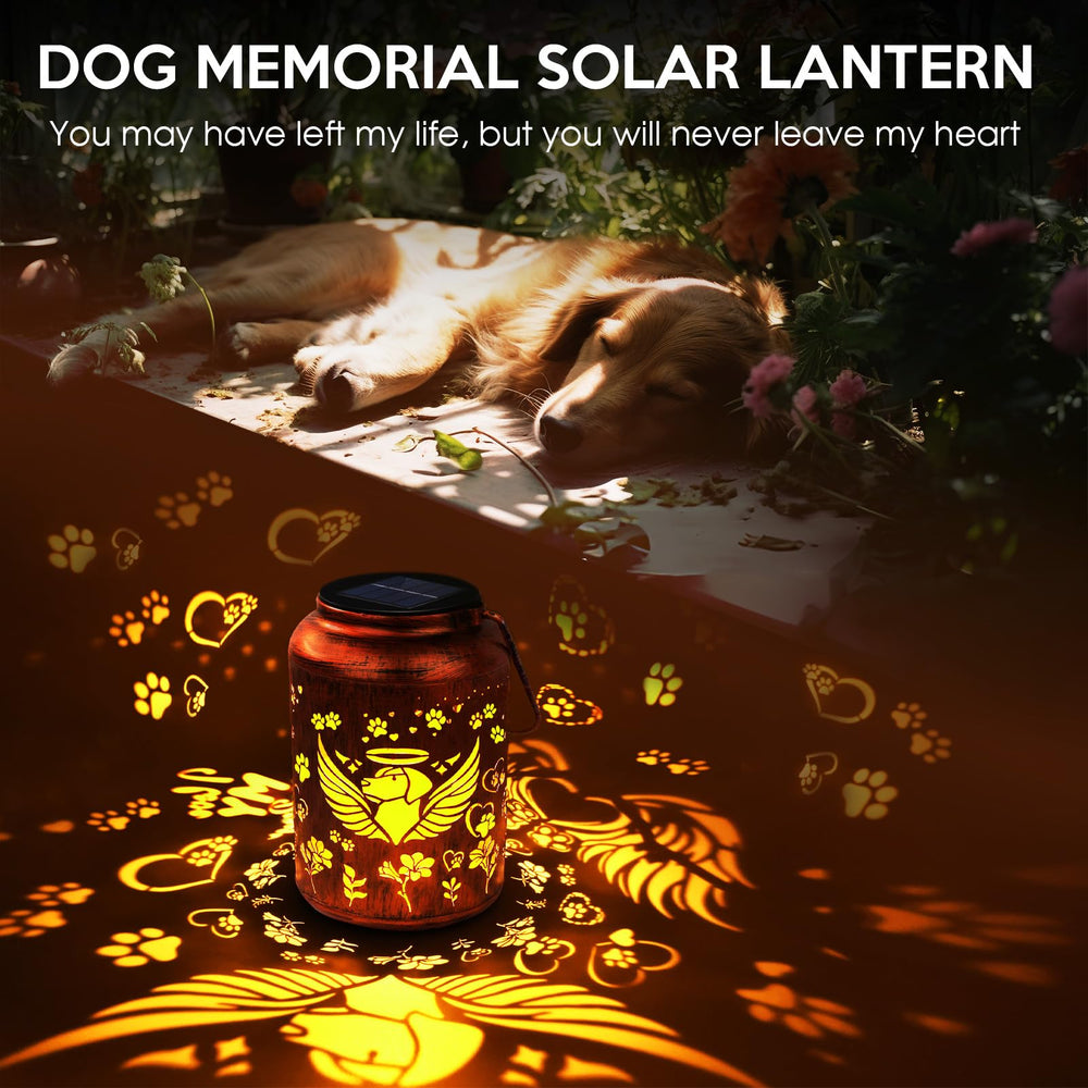 ReyeeInc garden ambience lantern showing paw prints shadows for comforting outdoor glow