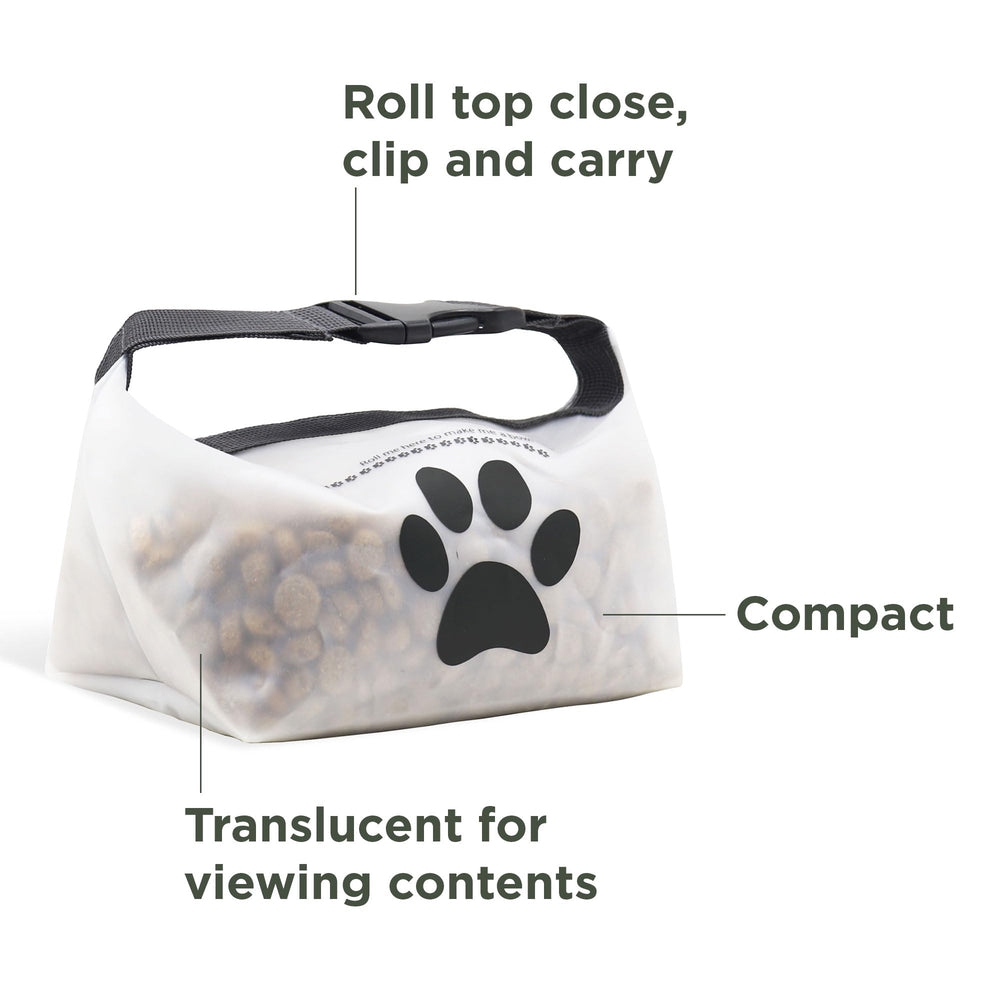 Rezip Clip N' Go roll-top closure highlighted for secure, compact packing.
