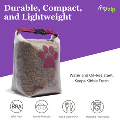 rezip large roll-top pet dry food storage bag durable water-resistant PEVA protects kibble on journeys.