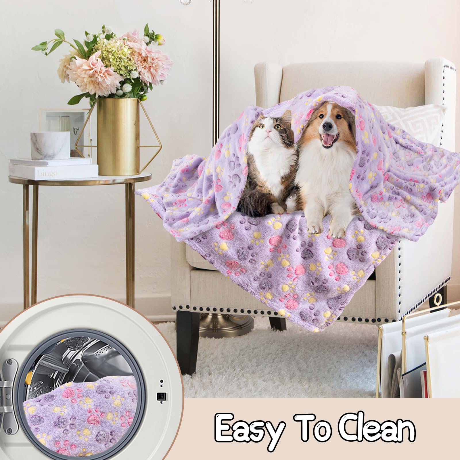 Rezutan dog blanket easy care fabric care instructions close-up.