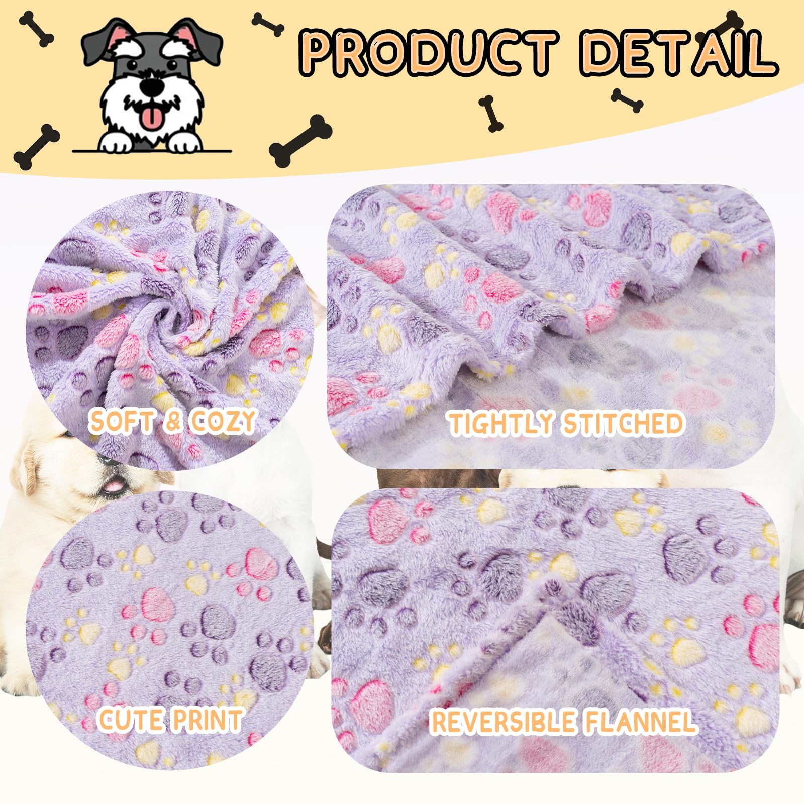 Rezutan dog blanket soft fluffy purple close-up highlighting durable, color-fast fabric.