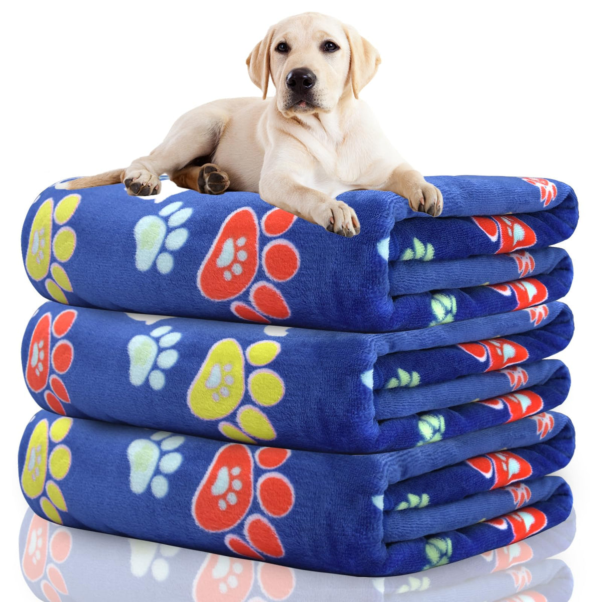 Rezutan dog blanket blue folded showing plush fabric and soft edge