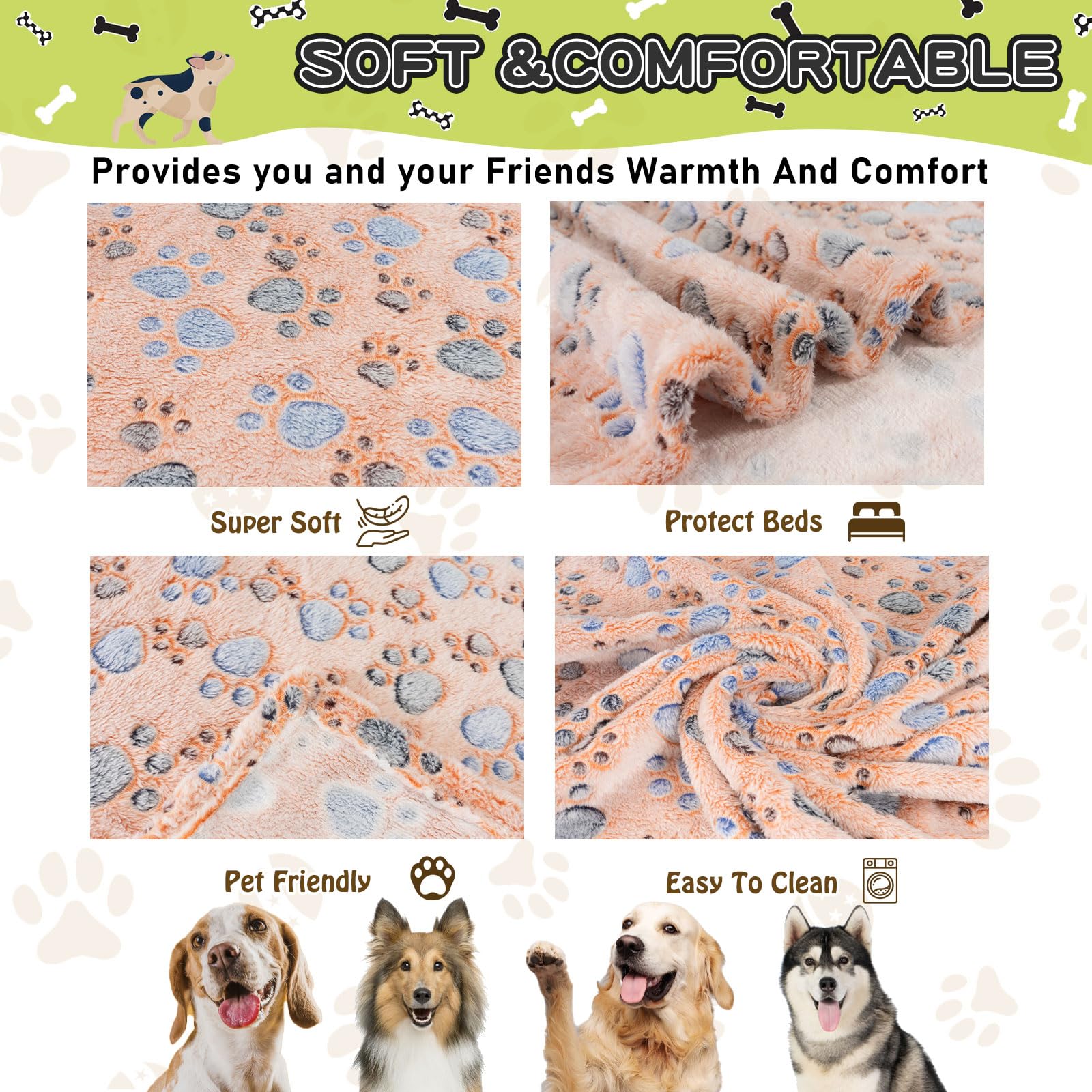 Rezutan dog blanket brown cow-print reversible design on bed