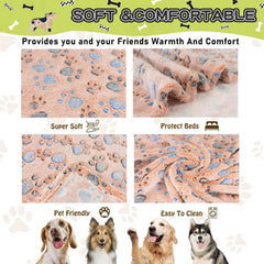 Rezutan dog blanket brown cow-print reversible design on bed
