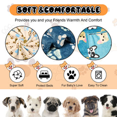 Rezutan dog blanket paw-print beige keeps pets warm on crates and car rides.