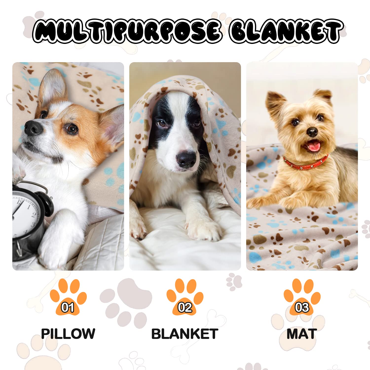 Rezutan machine-washable pet blanket offers easy care with cold wash and low-heat dry.