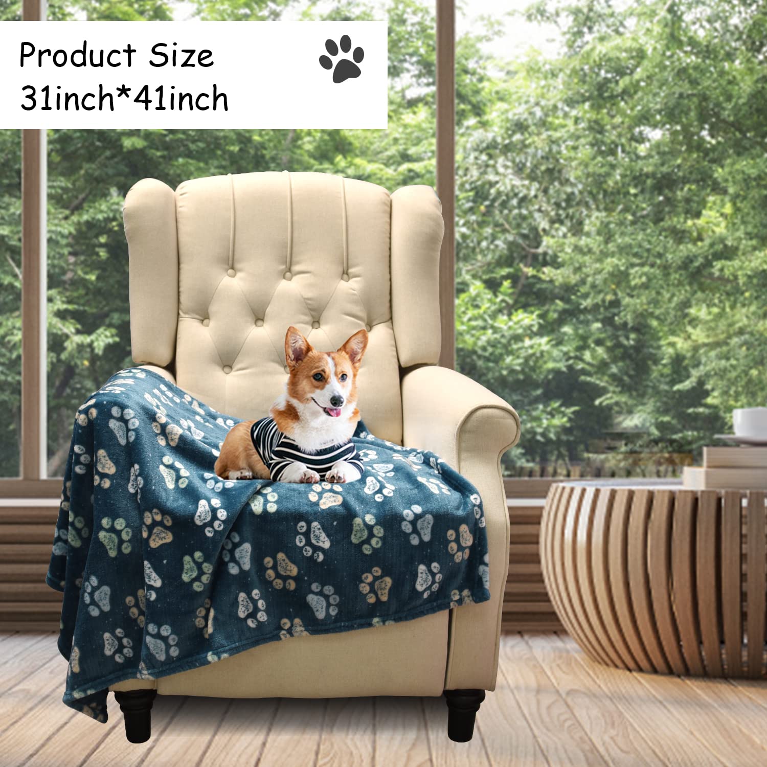 Rezutan blue blanket draped over sofa illustrates multipurpose pet comfort