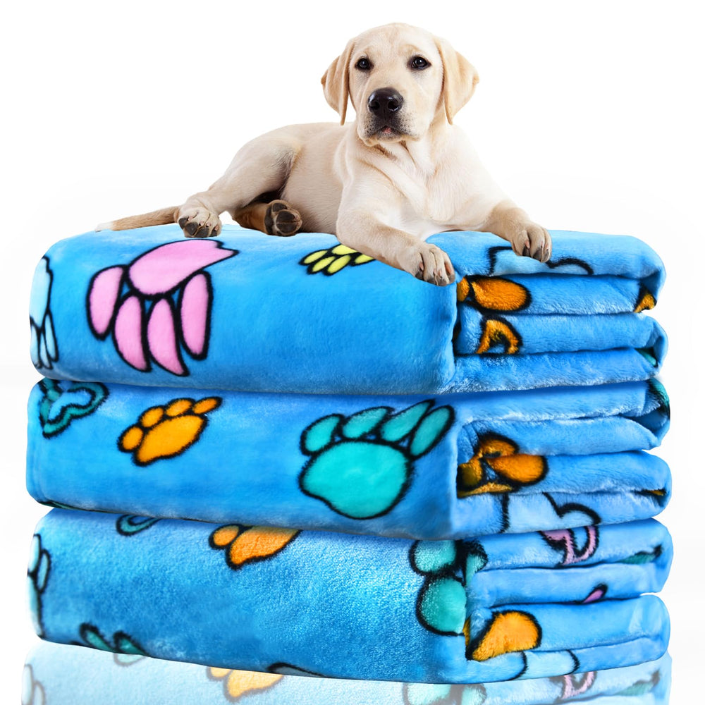 Rezutan soft fuzzy dog blanket pack blue, front view offering cozy coverage for pets