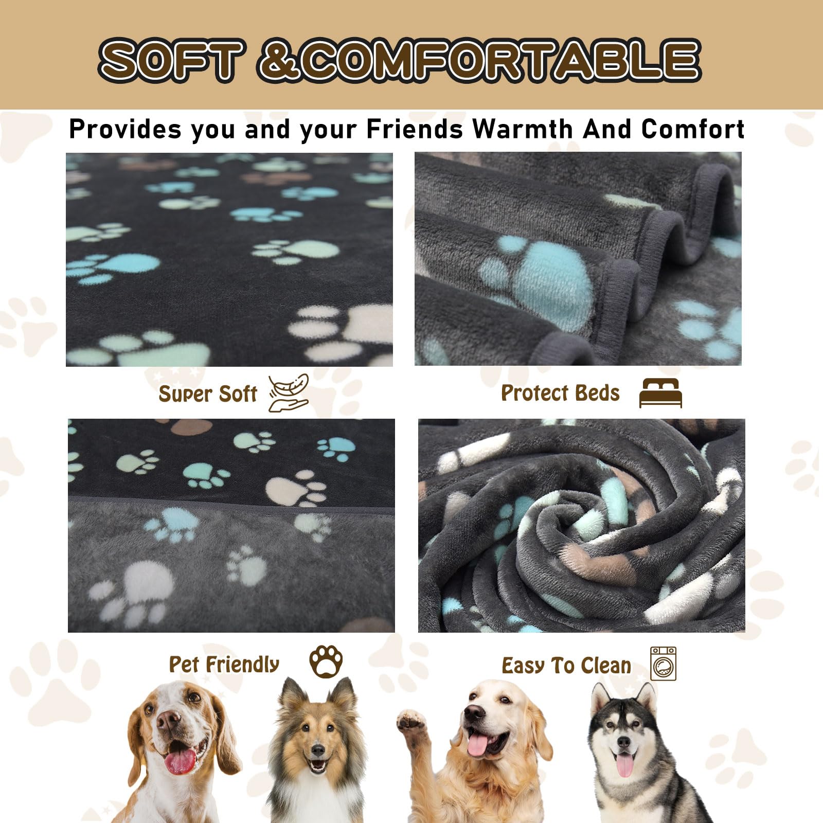 Rezutan Upgraded Dog Blanket in crate highlights generous size for large dogs' comfort.