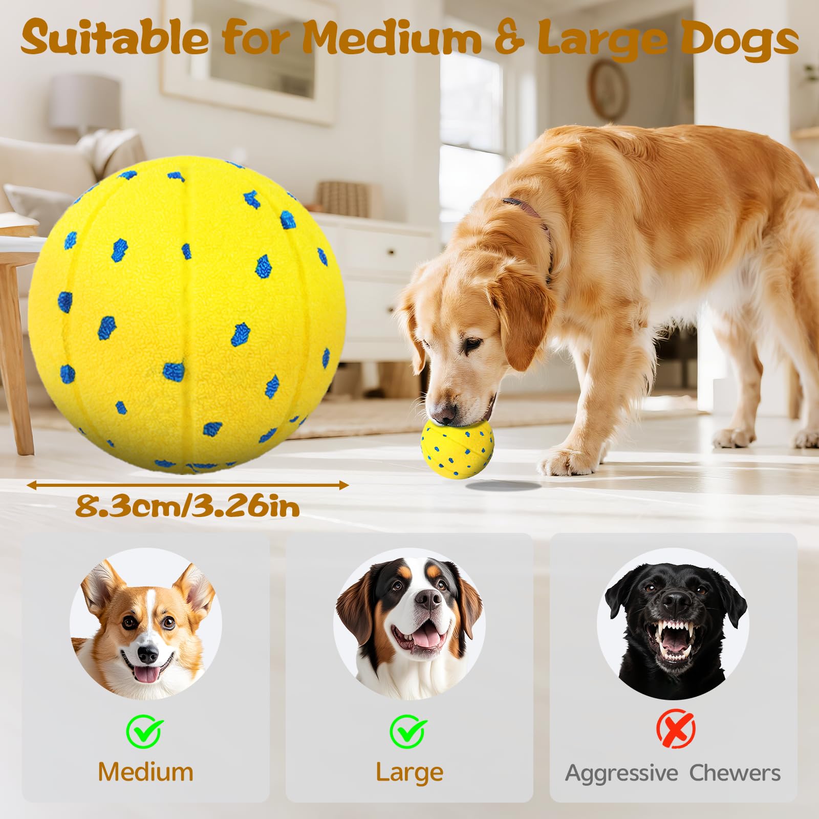 RGISHOP ball size fits medium to large dogs for easy pickup