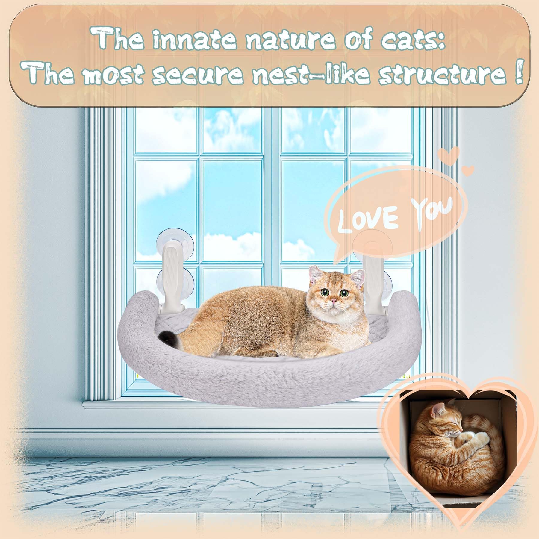 RherGrac cat window perch sturdy metal frame supports larger cats safely.