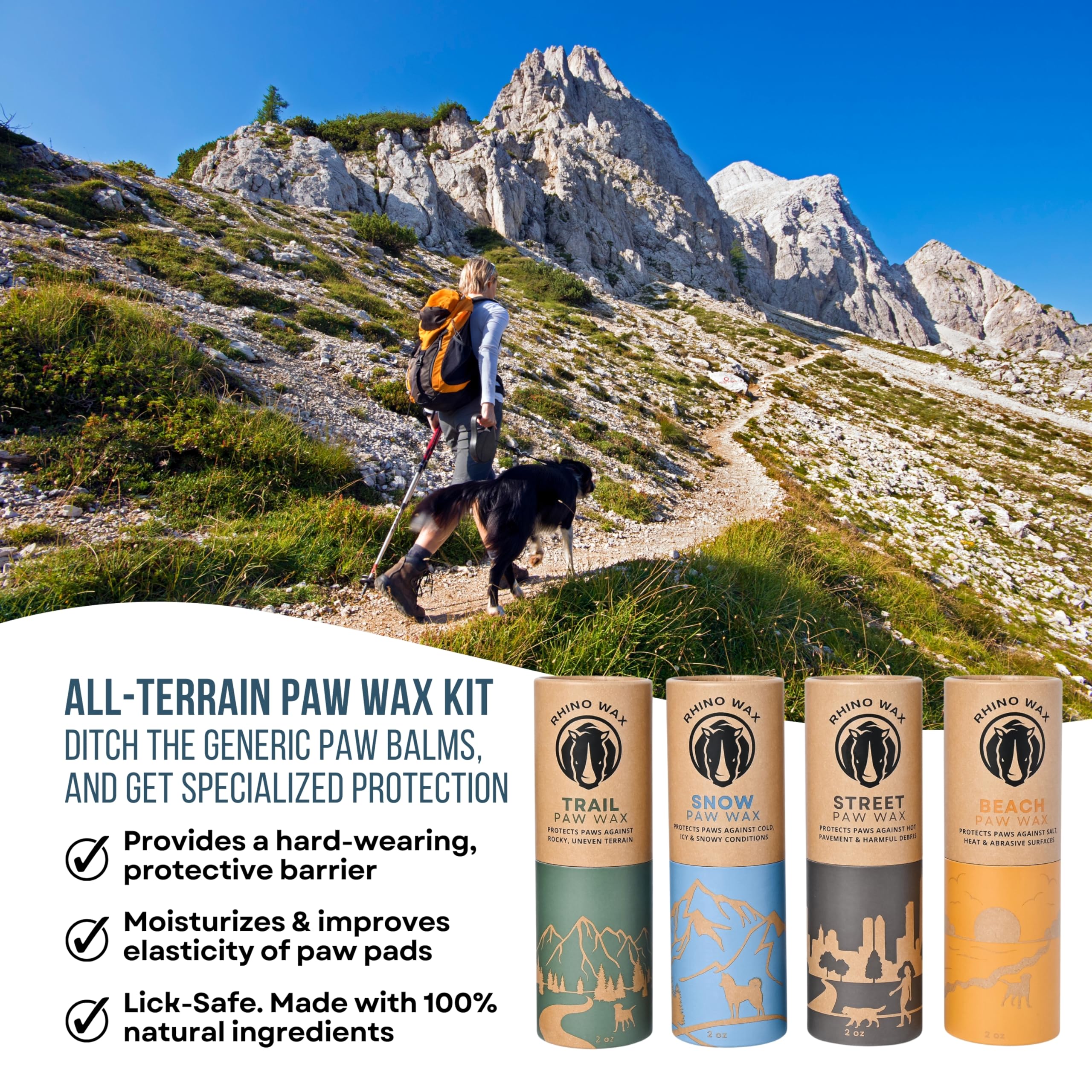 Rhino Wax dog paw beach wax 2oz guards against sand and salt