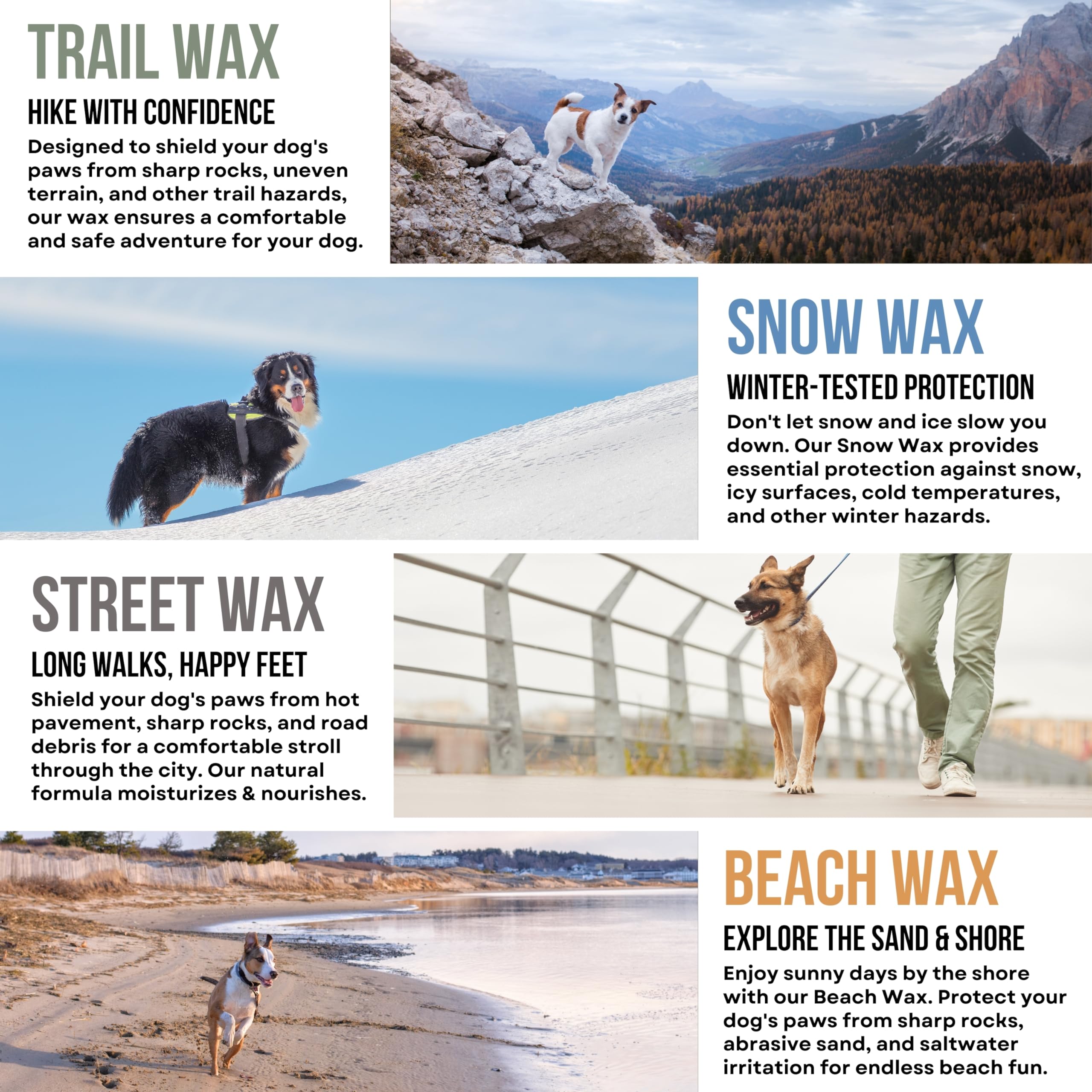 Rhino Wax dog paw snow wax 2oz helps maintain elasticity in cold conditions